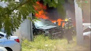 Se incendiaron 5 autos en terreno de la calle 4 y Vizcaya en Matamoros Tamaulipas 26Ago24 [upl. by Madelyn]