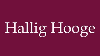 How to Pronounce Hallig Hooge Correctly in German [upl. by Alick]