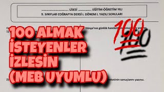 9Sınıf Coğrafya 1Dönem 1Yazılı [upl. by Sotnas]