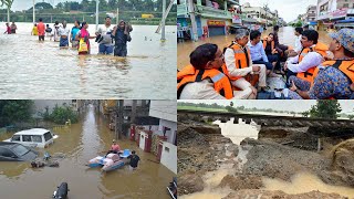 Lives lost trains cancelled roads inundated as heavy rains batter Andhra Pradesh and Telangana [upl. by Ellenaej]