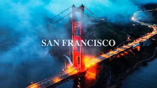 San Francisco Nights Aerial Tour of the City  4K [upl. by Derfnam]