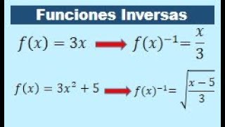 Funciones inversas lineales y cuadraticas ejemplos [upl. by Jasper456]