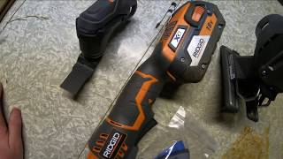 Ridgid Cordless MutilTool 18 Volt Cutting Head and Jig Saw Head Demo [upl. by Ahsiekrats]