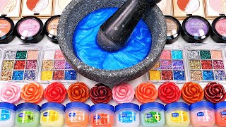 Satisfying Video How To Make Blue Slime Mixing Glitter Eyeshadow Makeup Flower Cosmetics GoGoASMR [upl. by Lehet]