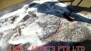 Process of washing Persian carpet At Amin Carpets [upl. by Ansel]