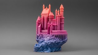 3D Printed Fantasy Castle TimeLapse with Rainbow Filament [upl. by Llered]