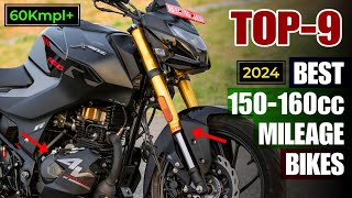 Top 9 Most Fuel Efficient 150160cc Bikes in India 2024 🔥 for Mileage and Performance  E20 models [upl. by Ellenoj]