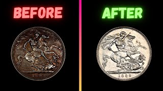 How to clean a dirty coin shorts satisfying restoration beforeandafter cleaningdirtycoins [upl. by Pacificas]