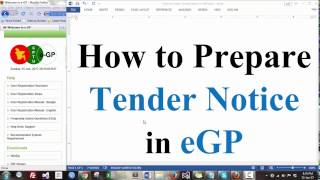 Tender Notice Preparation How to Prepare Tender Notice in eGP [upl. by Nas]