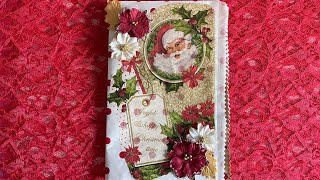 Stuffed dotted Christmas pocket book ephemera holder made with napkins Great Gift craftwithme [upl. by Irisa]