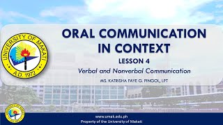 Lesson 4 Verbal and Nonverbal Communication  Oral Communication in Context [upl. by Delsman628]