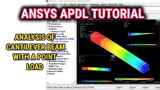 ANSYS APDL Tutorial  Cantilever Beam with Point Load  Beam Analysis  SFD BMD Deflection Stress [upl. by Gotthard]