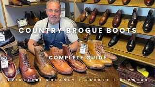 Comparing English Country Brogue Boots Trickers Stow vs Cheaney Tweed C R vs Barker Calder vs … [upl. by Reinal666]