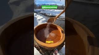 Making pizza 🍕 in Snow 🌨️cooking kitchen wildcooking pizza snowing food outdoorcooking [upl. by Ahcim443]