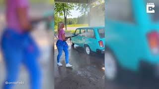 Car Wash Girls Funny Fails Compilation [upl. by Asirral]