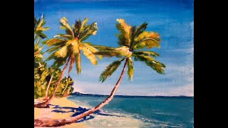 Tropisches Paradies Palmen am Strand mit Acrylfarben gestalten  Tutorial  Maltechniken [upl. by Kcirredal950]