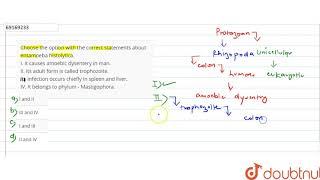 Choose the option with the correct statements about entamoeba histolytica I It causes amoebic [upl. by Abdul872]