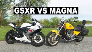 Racing my Dad  Magna 750 vs GSXR 600 [upl. by Atterol]