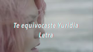 Te equivocaste Yuridia Letra [upl. by Ellitnahc362]