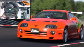 Toyota Supra MKIV Paul Walker  Wet Nordschleife Gran Turismo 7 Steering Wheel  Pedal Cam Gameplay [upl. by Westley]