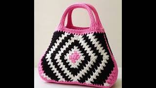 SIMPLE PINK WHITE BLACK HANDBAG TRAVEL BAG PURES CROCHET KNITTING HANDBAG AI MADE DESIGN IDEAS [upl. by Etnauj]