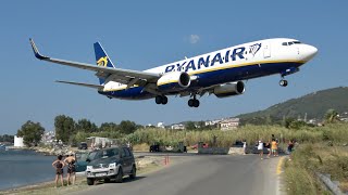 Skiathos Airport Summer 2024 Crazy low landings  Powerful Jetblast Departures Planespotting in 4K [upl. by Aisorbma478]