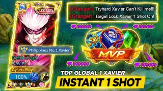 NEW XAVIER ONE SHOT COMBO  GLOBAL XAVIER BEST BUILD amp EMBELM FOR SOLO RANK 😱  MLBB [upl. by Yllib452]