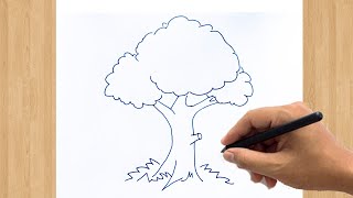 How to Draw a Tree Sketch Easy  The Best Tree Drawing Ever Drawn For Beginners [upl. by Ennirroc]