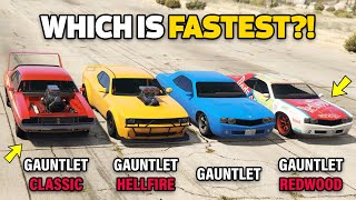 GTA 5 ONLINE  GAUNTLET CLASSIC VS GAUNTLET HELLFIRE VS GAUNTLET VS REDWOOD WHICH IS FASTEST [upl. by Shippee]