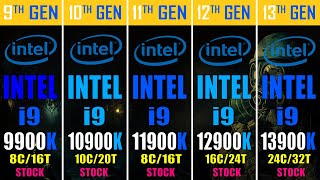 i9 9900K vs i9 10900K vs i9 11900K vs i9 12900K vs i9 13900K  PC GAMES TEST [upl. by Erhard208]