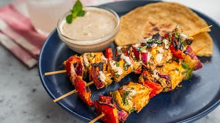 Paneer Tikka Kebabs  Grilled Paneer amp Veggie Skewers  Tasty Indian Style Masala Kabab Recipe [upl. by Roumell454]