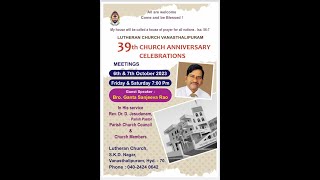 6th Oct 2023  39th Anniversary Celebrations  Lutheran Church [upl. by Nenerb]