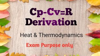 CpCvR  relationship between Cp and Cv  Thermodynamics  Physics [upl. by Licha]