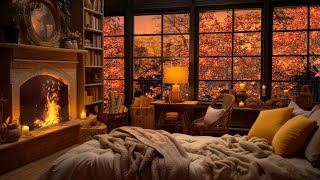 Cozy Living Room with Autumn Rain Sounds [upl. by Aleahs668]