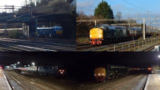 Railtour Crossover  D213 40013 at full bore passes 86259 near Cheddington  16th March 2024 [upl. by Novahc]