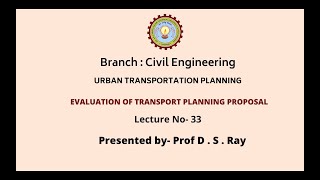 Urban Transportation Planning  Evaluation of Transport Planning Proposal  AKTU Digital Education [upl. by Limay]