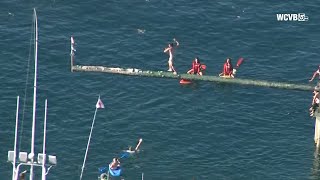 All eyes on Gloucester for annual Greasy Pole contest [upl. by Nrol]