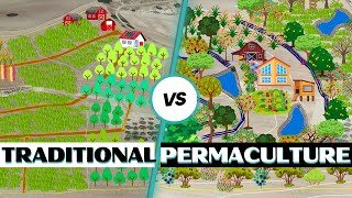 Traditional Farm Design vs Permaculture Design Whats the Difference [upl. by Nicolis]