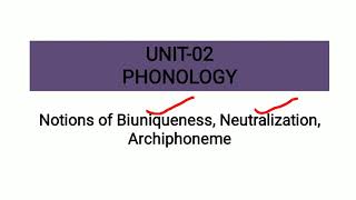 Notions of Biuniqueness Neutralization and Archiphoneme UNIT02 Phonology NTA NET LINGUISTICS [upl. by Havstad]