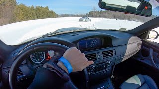 E92 BMW M3 SnowCross on Vredestein Wintrac Pro Tires  POV Winter Driving Binaural Audio [upl. by Iney]