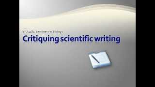 Critiquing Scientific Writing [upl. by Standish]