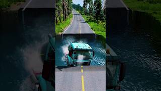 The strongest challenge for trucks to pass over the water slope automobile bngcrashes beamngdrive [upl. by Nekial]