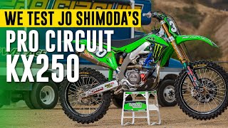 Motocross Action tests Jo Shimodas Factory Pro Circuit Kawasaki KX250 [upl. by Ransome]