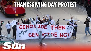 Pro Palestine group arrested for gluing themselves to Macy’s Thanksgiving Day parade in New York [upl. by Salvadore]