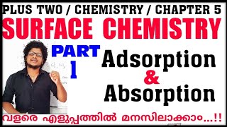 Surface Chemistry  Plus Two Chemistry Chapter 5 in malayalam  Adsorption amp Absorption  Part 1 [upl. by Reitman]