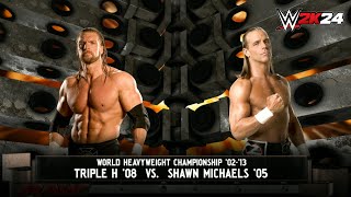 WWE 2K24 Triple H vs Shawn Michaels for the World Heavyweight Championship on RAW [upl. by Latsryc716]