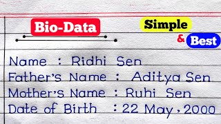 How To Make BioData In English  Biodata Kaise Banaye  Biodata Kaise Likhe [upl. by Odnomar]