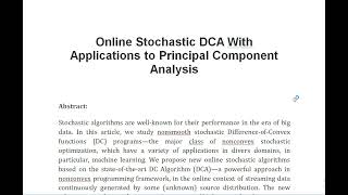 Online Stochastic DCA With Applications to Principal Component Analysis [upl. by Karilynn]