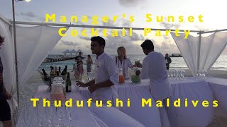 Diamonds Thudufushi review Part 4  Sunset cocktail party amp canapés a Invite from the manager [upl. by Aymer]