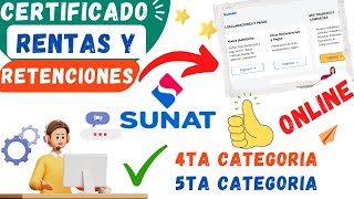 Certificado de Rentas y Retenciones SUNAT  Reporte Tributario de Renta y Retenciones 5ta Categoria [upl. by Steinman]